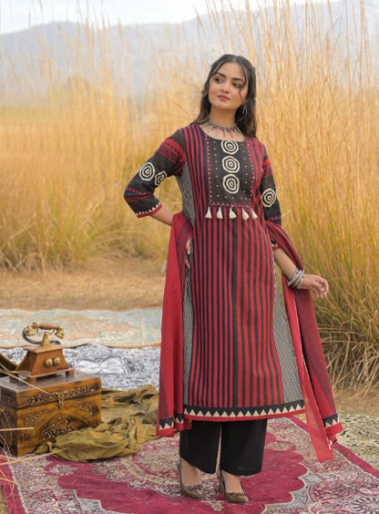 Trendy Straight Cotton Kurta 3-Piece Set