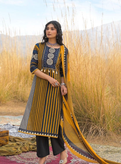Trendy Straight Cotton Kurta 3-Piece Set