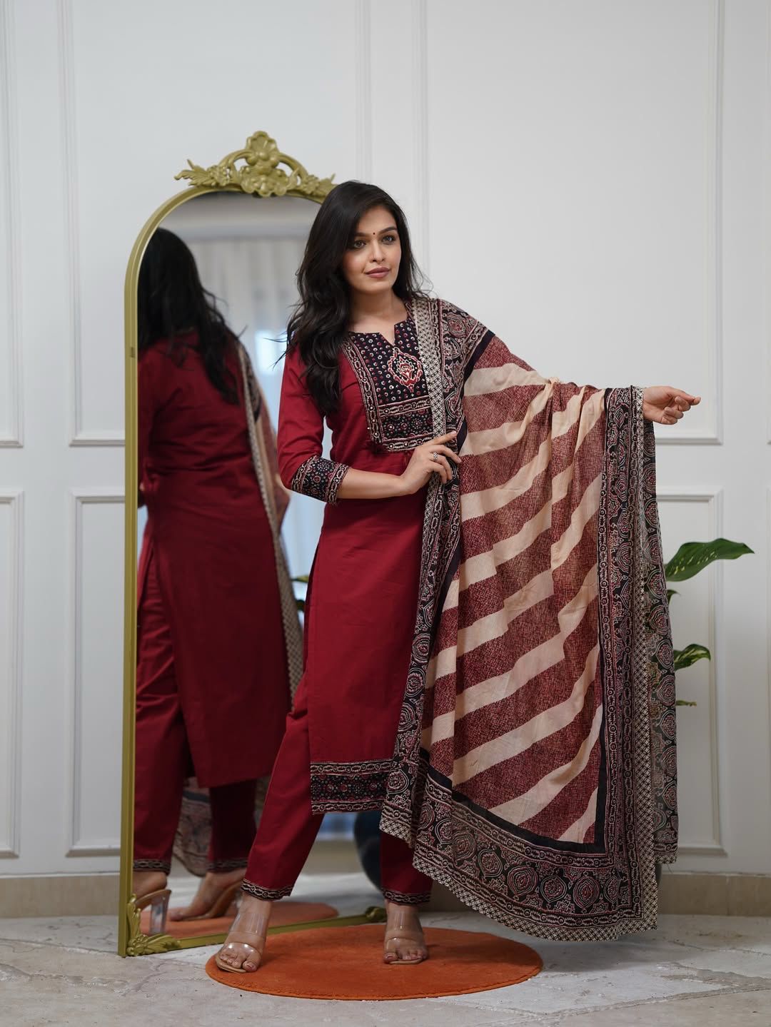 Elegant Handwork 3-Piece Cotton Kurta Set