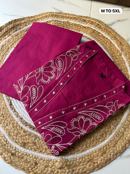 Premium Dhabu Cotton Embroidered Co-ord Set