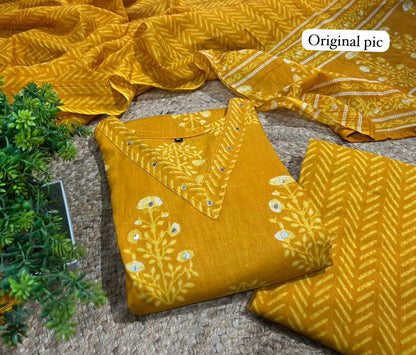 Elegant Handblock Cotton Kurta Set