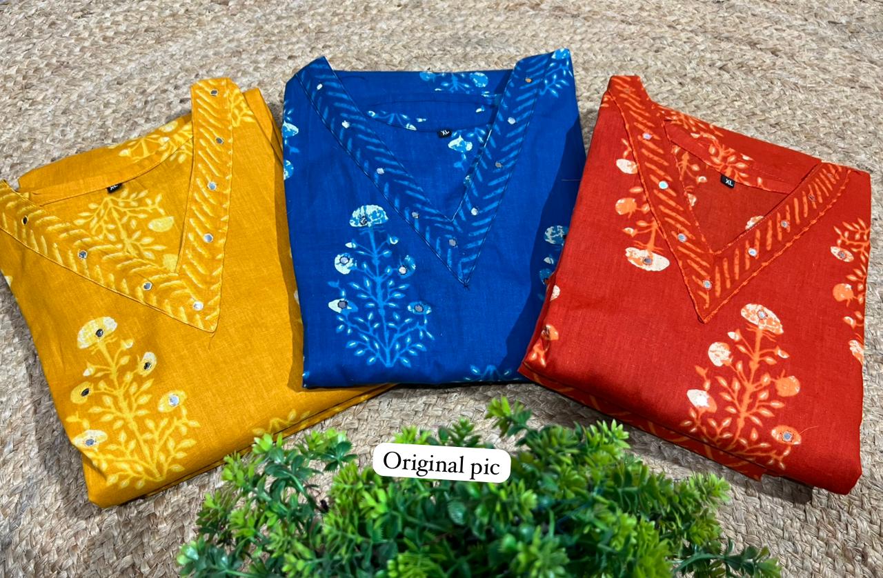 Elegant Handblock Cotton Kurta Set