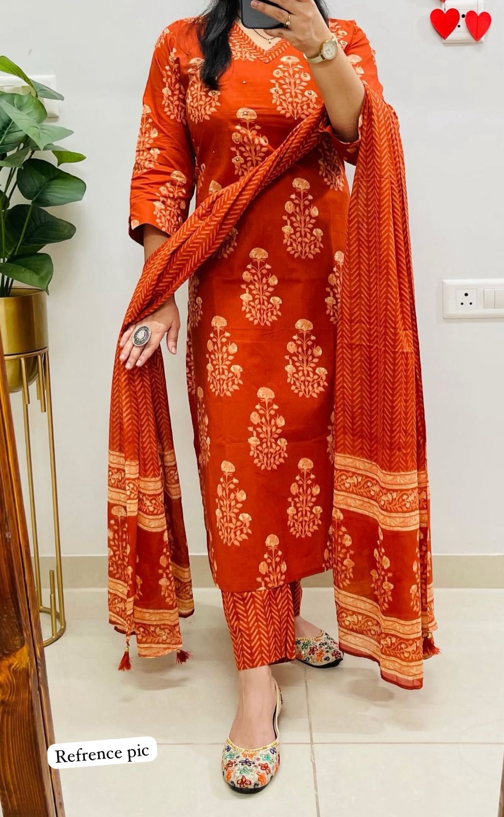 Elegant Handblock Cotton Kurta Set