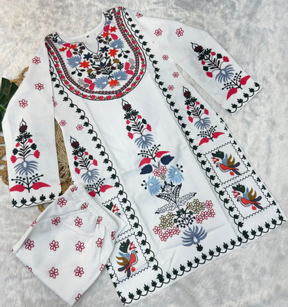 Trendy White Printed Co-ord Set