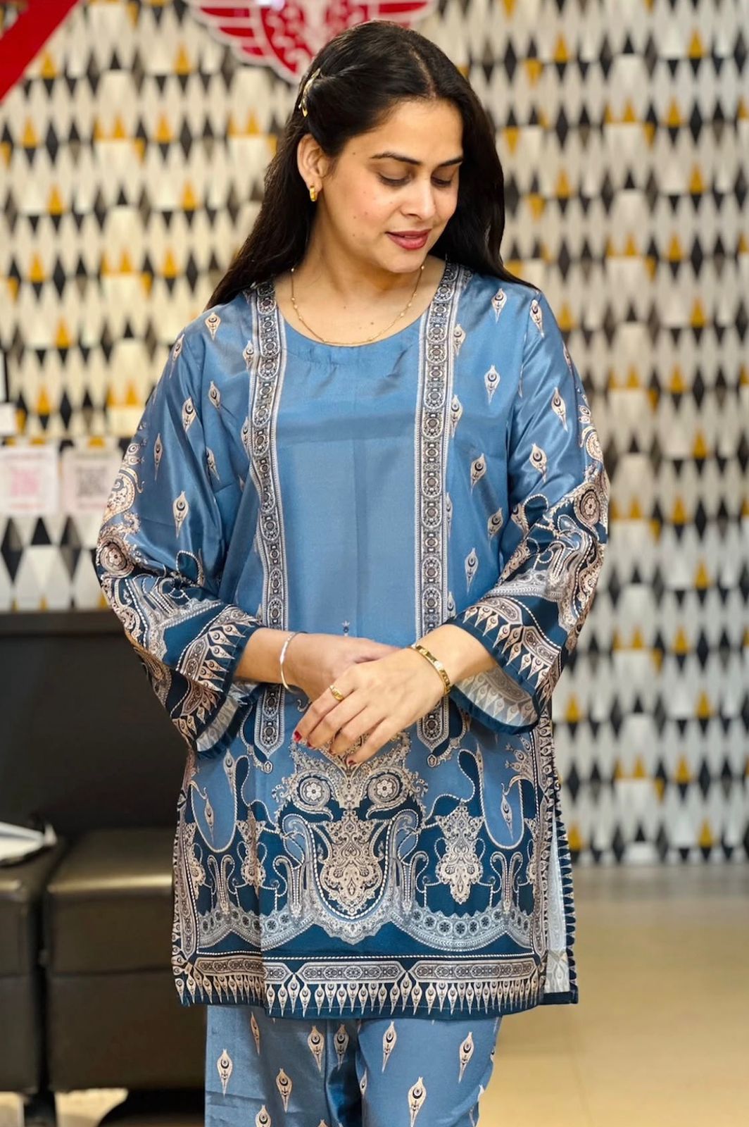 Trendy Blue Printed Co-ord Set