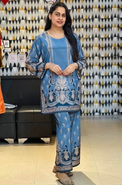 Trendy Blue Printed Co-ord Set