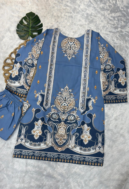 Trendy Blue Printed Co-ord Set