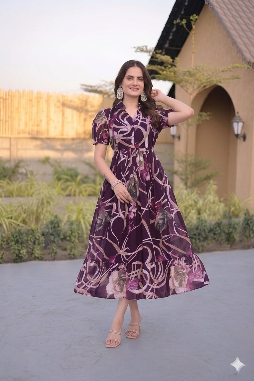 Georgette Abstract Maxi Dress (4 Colours)