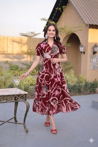 Georgette Abstract Maxi Dress (4 Colours)