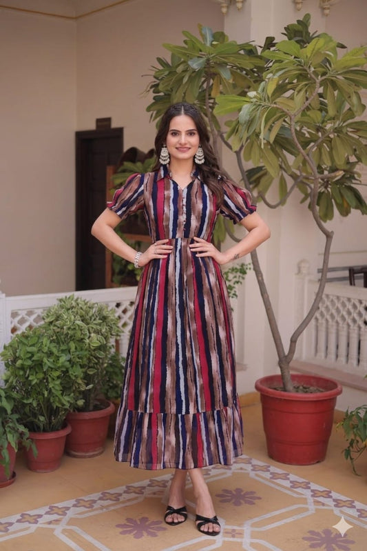 Geometrical Print Maxi Dress (3 Colours)