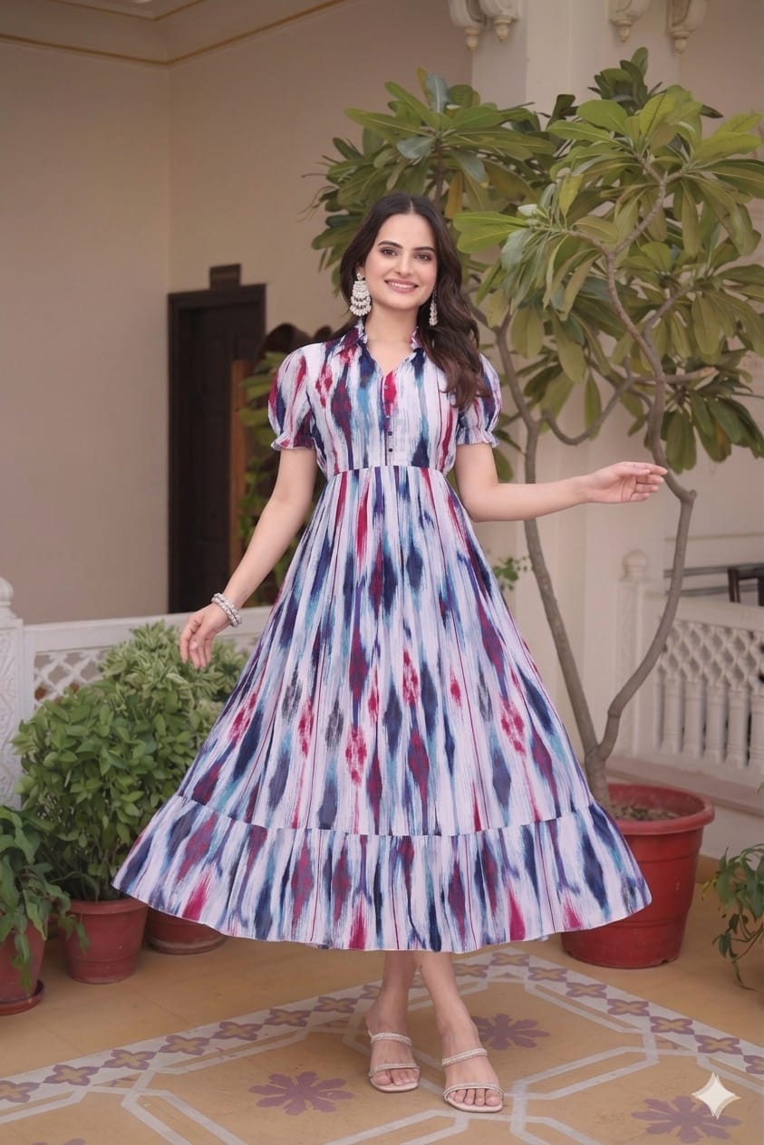 Geometrical Print Maxi Dress (3 Colours)