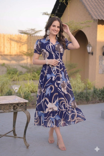 Georgette Abstract Maxi Dress (4 Colours)