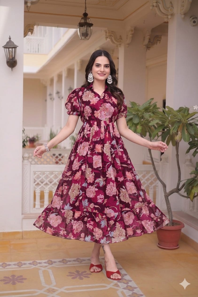 Georgette Floral Maxi Dress (4 Colours)