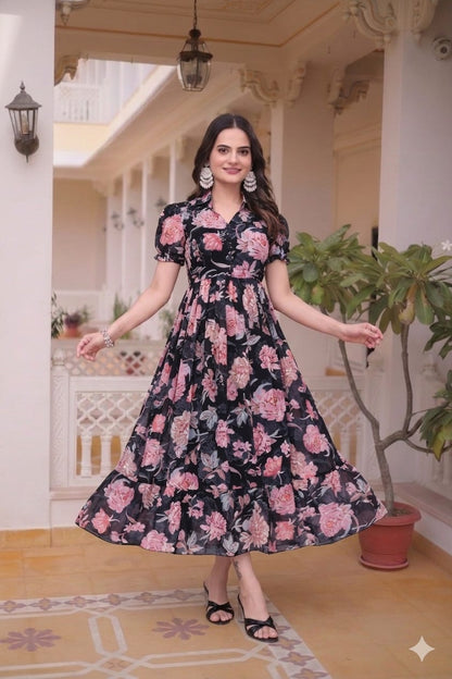 Georgette Floral Maxi Dress (4 Colours)