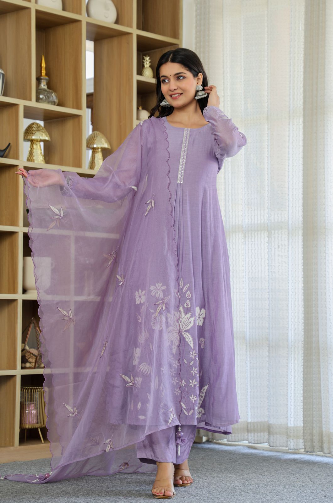 Designer Lavender Chanderi Silk Kurta Set