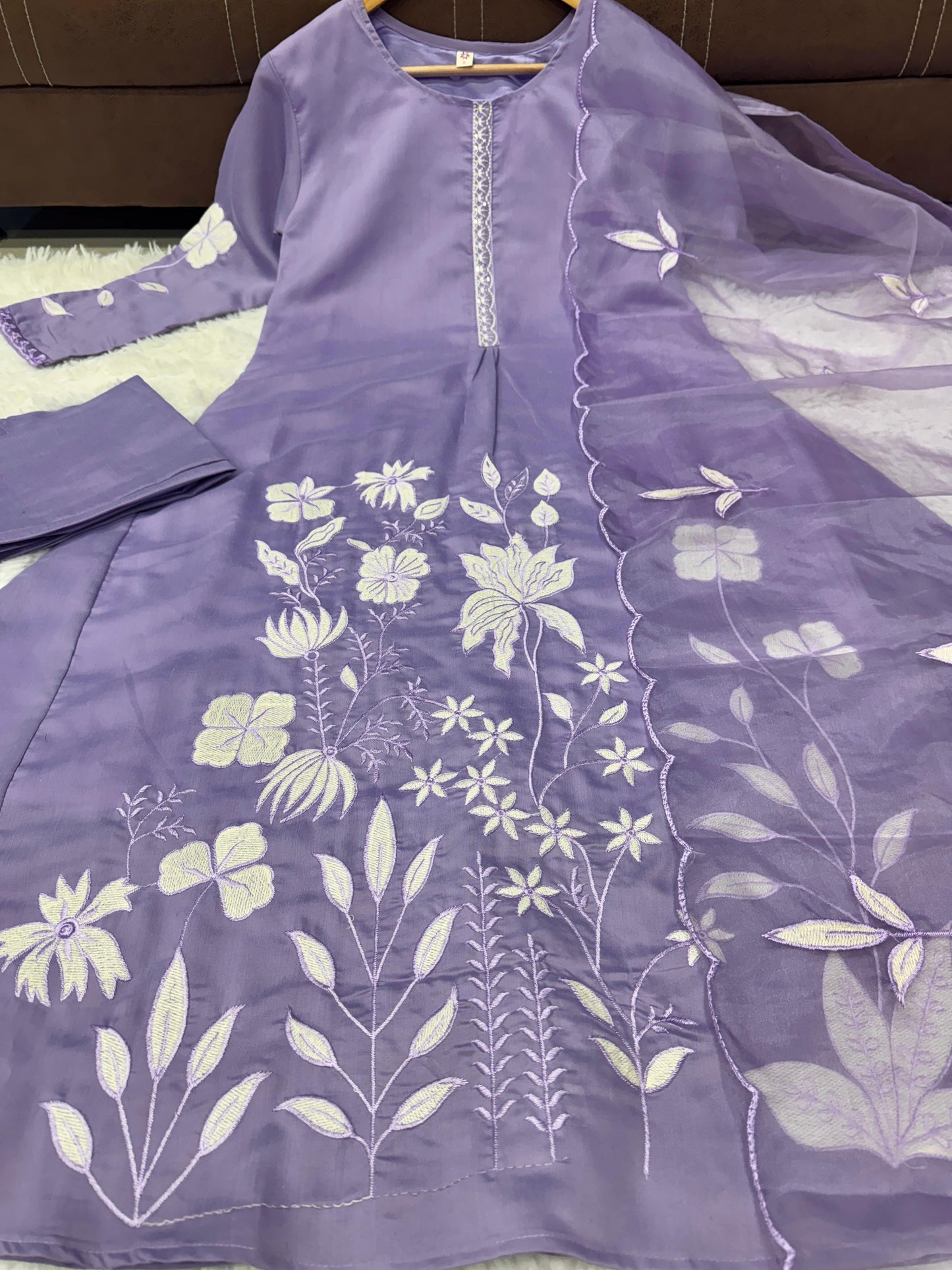 Designer Lavender Chanderi Silk Kurta Set