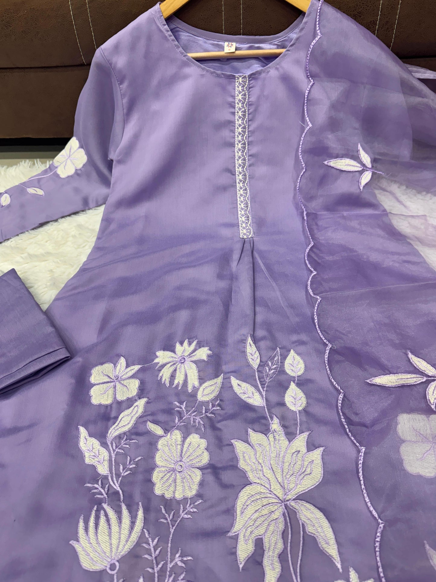 Designer Lavender Chanderi Silk Kurta Set