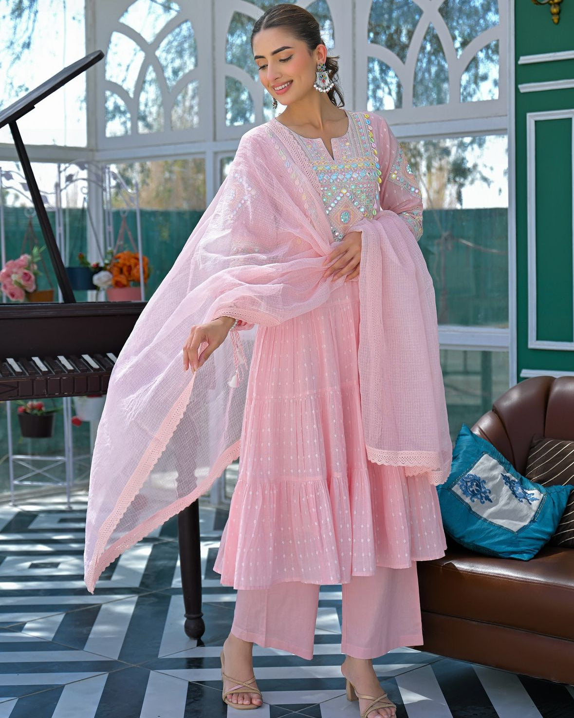 Gorgeous Kota Embroidered Kurta Set
