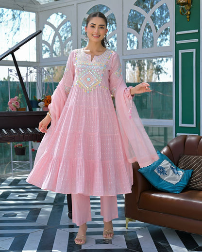 Gorgeous Kota Embroidered Kurta Set