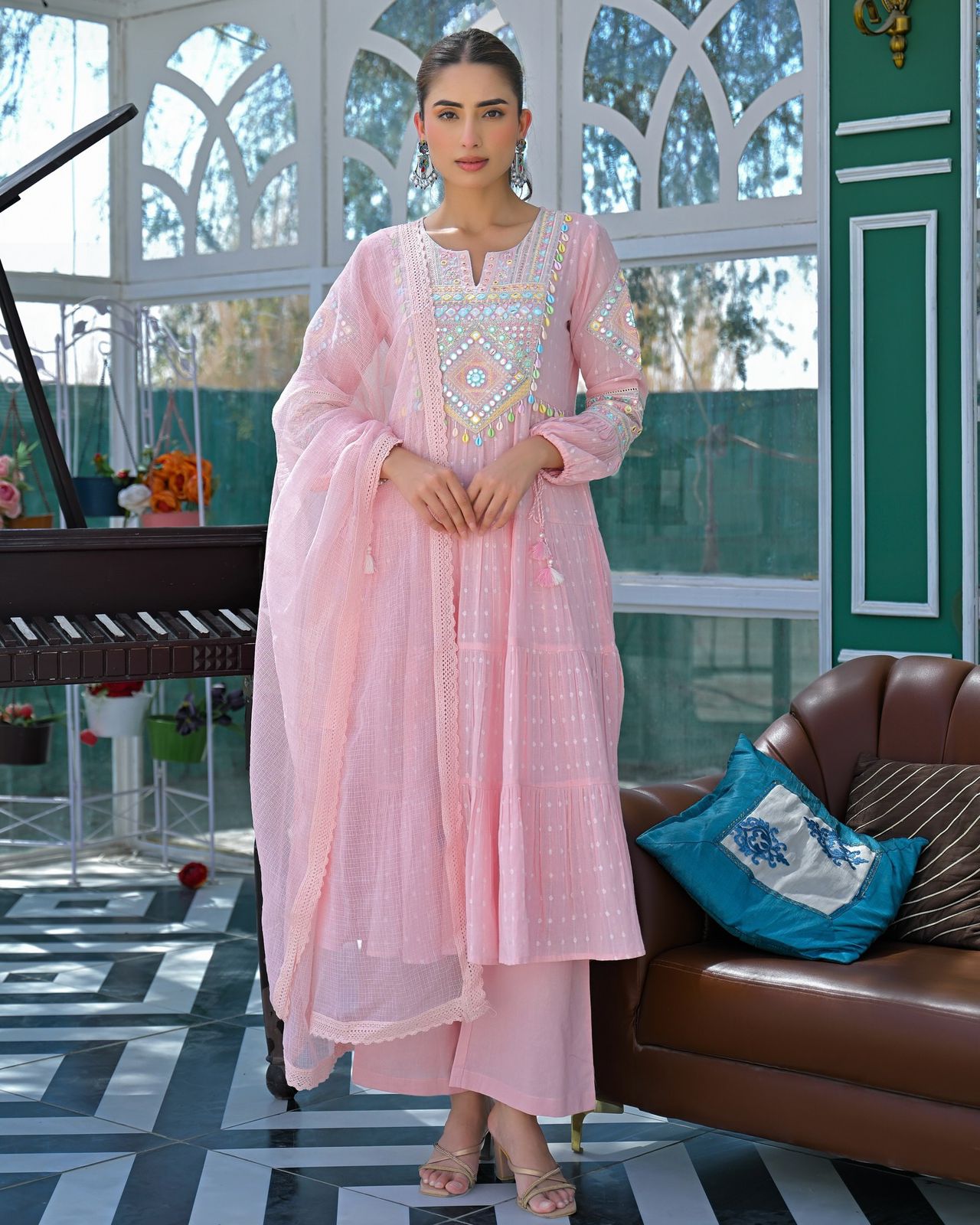Gorgeous Kota Embroidered Kurta Set