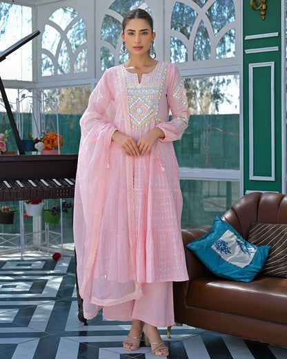 Gorgeous Kota Embroidered Kurta Set