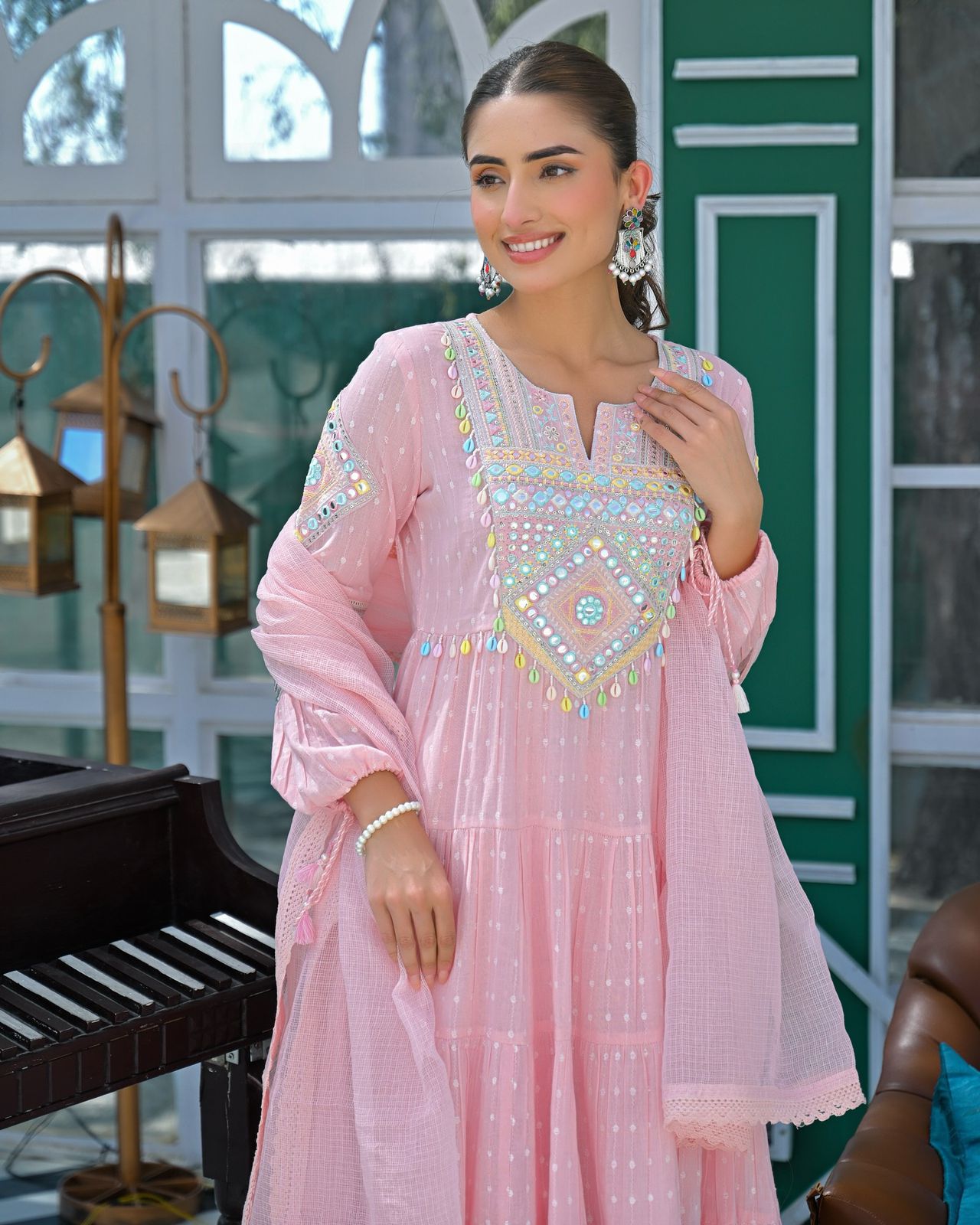 Gorgeous Kota Embroidered Kurta Set