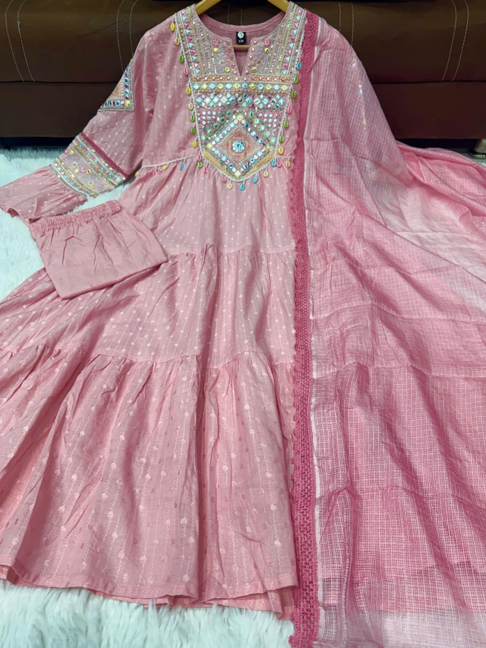 Gorgeous Kota Embroidered Kurta Set