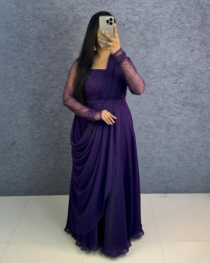 Exclusive Drape Style Gown Set (4 Colours)