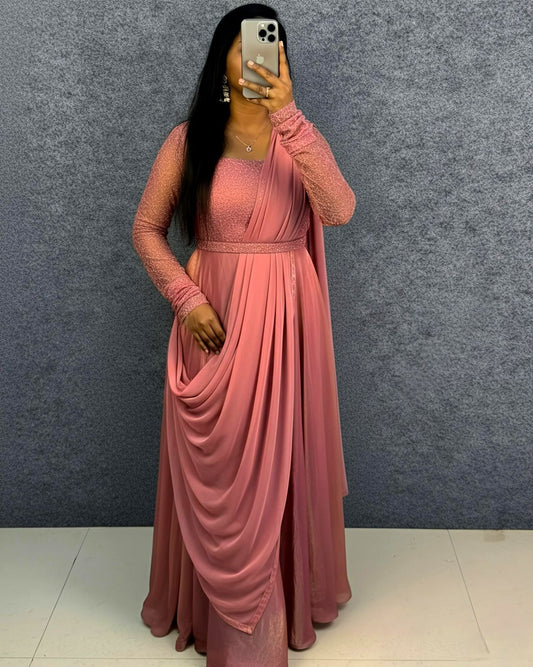 Exclusive Drape Style Gown Set (4 Colours)