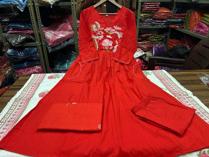 Elegant Anarkali Applique Work Kurta Set