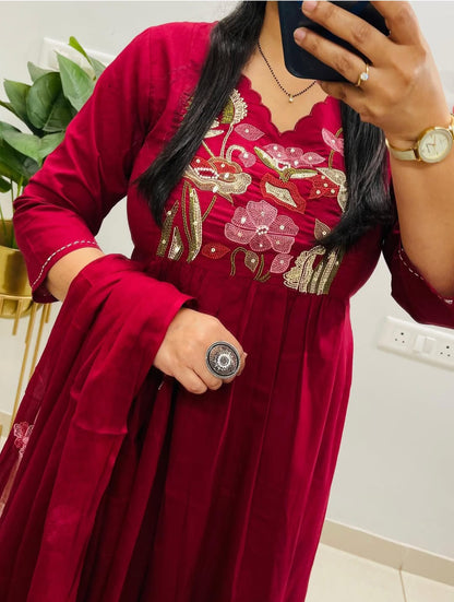 Elegant Anarkali Applique Work Kurta Set