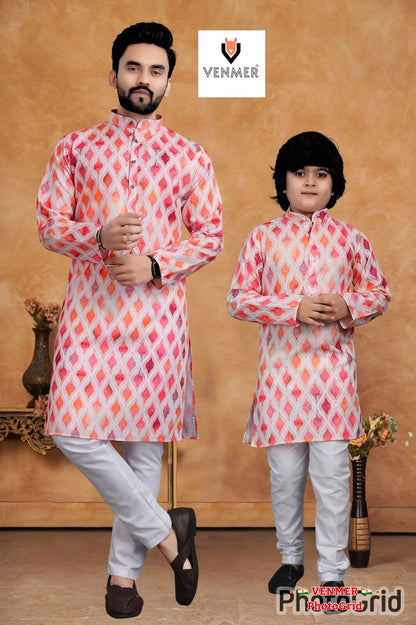 Father And Son Matching Printed Kurta Set (For Men)