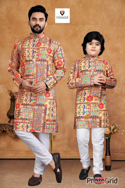 Father And Son Matching Printed Kurta Set (For Men)