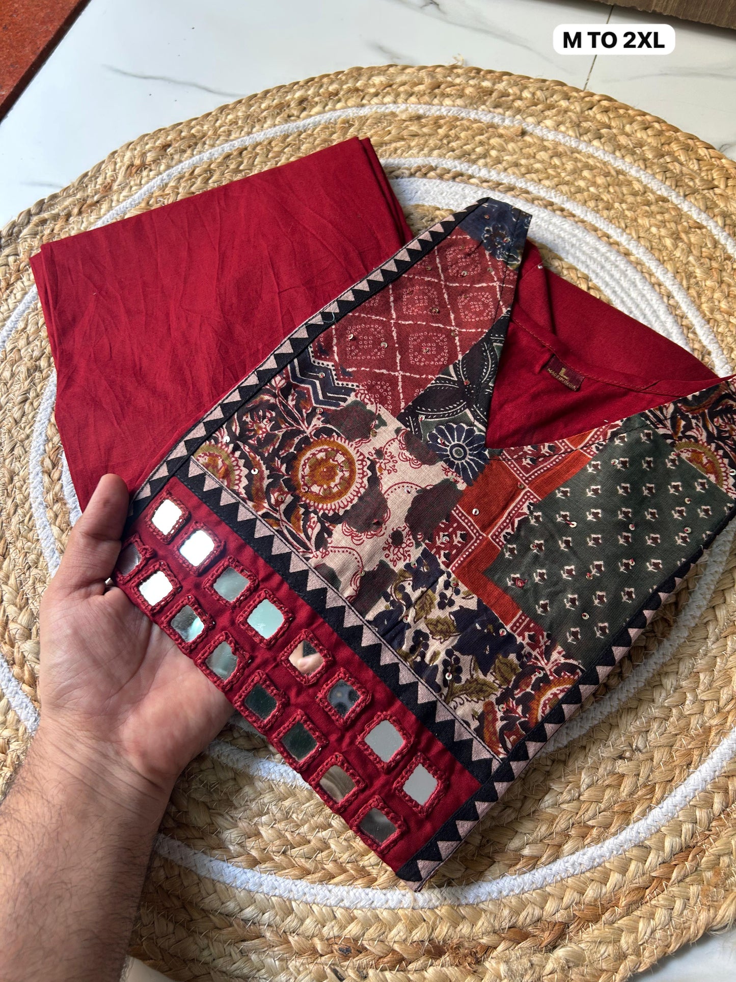 Ajrakh Patch Dhabu Cotton Co-ord Set