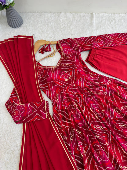 Gorgeous Bandhani Gown Set