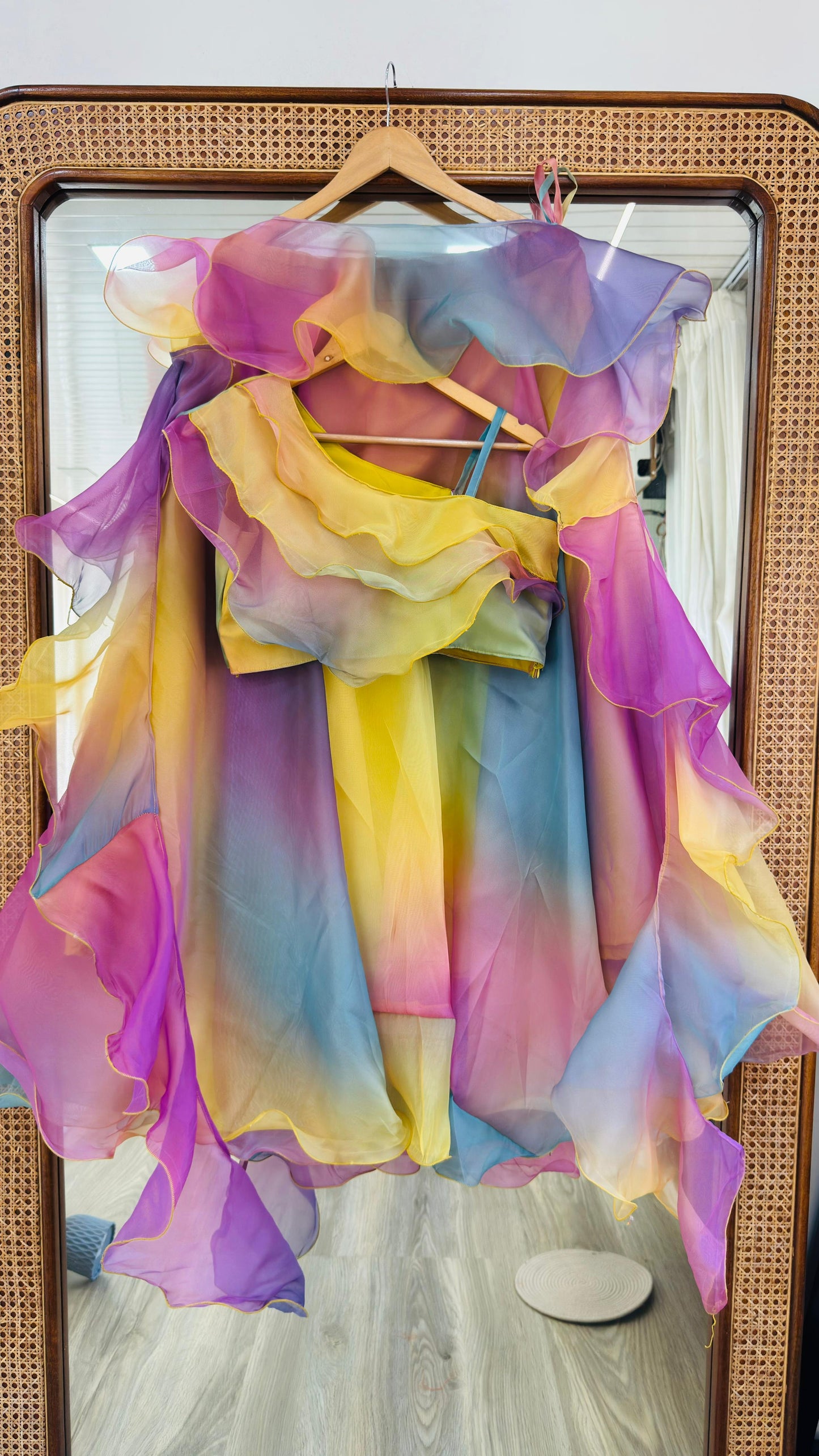 Haldi Special Vibrant Organza Lehenga Set