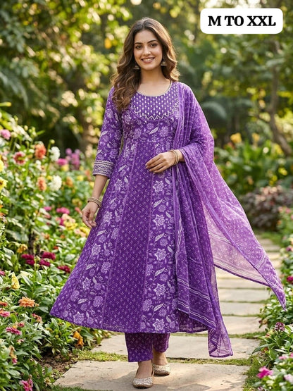 Designer Jaipuri Anarkali Cotton Kurta Set