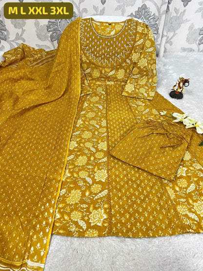 Designer Jaipuri Anarkali Cotton Kurta Set