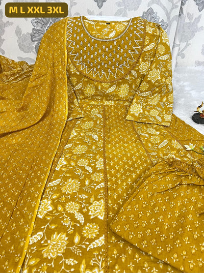 Designer Jaipuri Anarkali Cotton Kurta Set