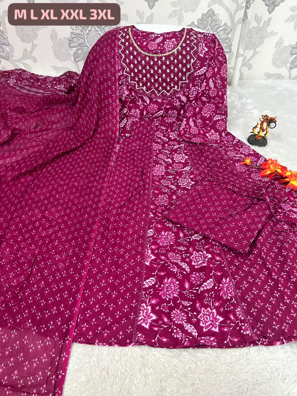 Designer Jaipuri Anarkali Cotton Kurta Set