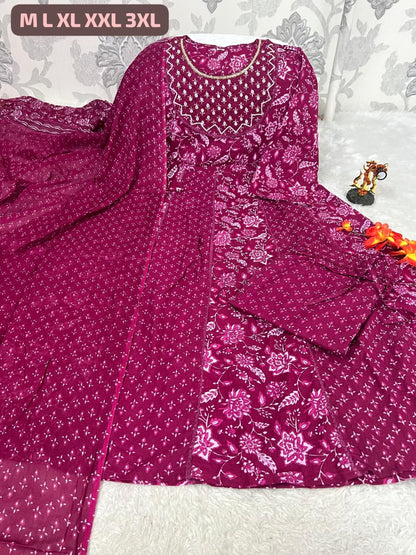 Designer Jaipuri Anarkali Cotton Kurta Set