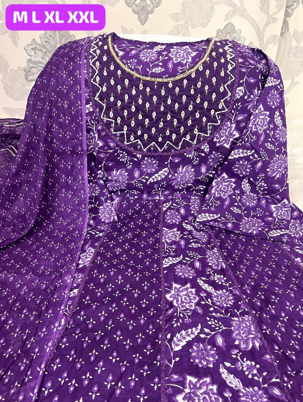 Designer Jaipuri Anarkali Cotton Kurta Set