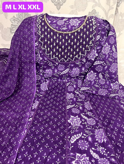 Designer Jaipuri Anarkali Cotton Kurta Set