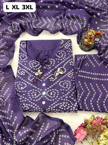 Premium Bandhani Cotton Kurta Set