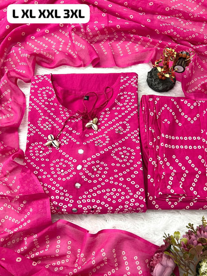 Premium Bandhani Cotton Kurta Set