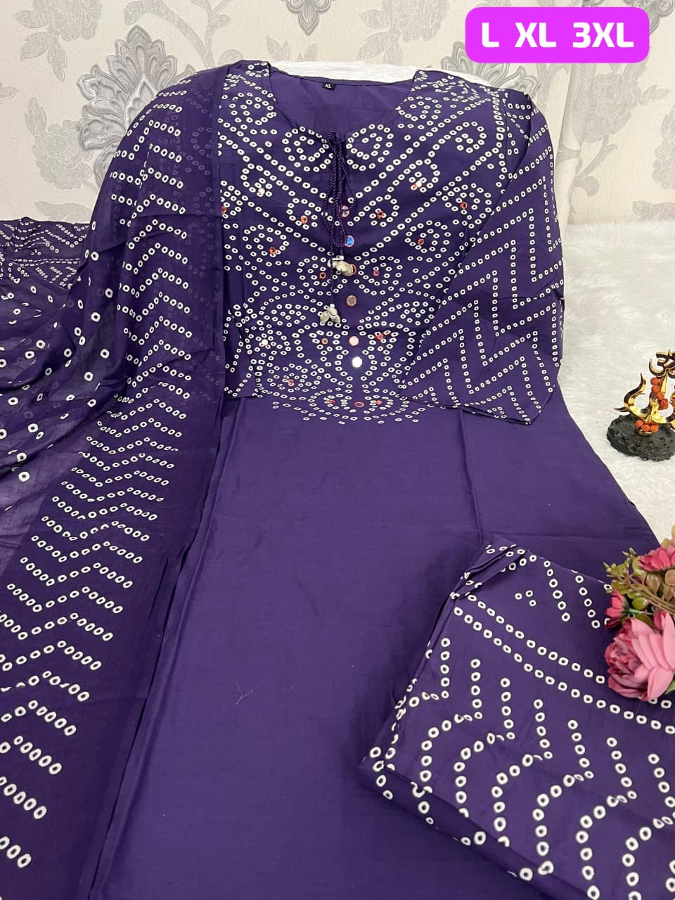 Premium Bandhani Cotton Kurta Set
