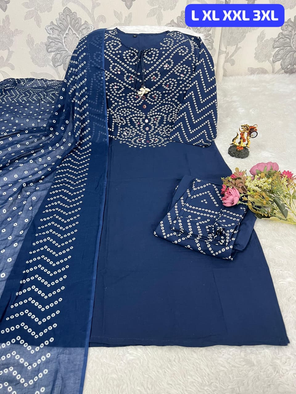 Premium Bandhani Cotton Kurta Set