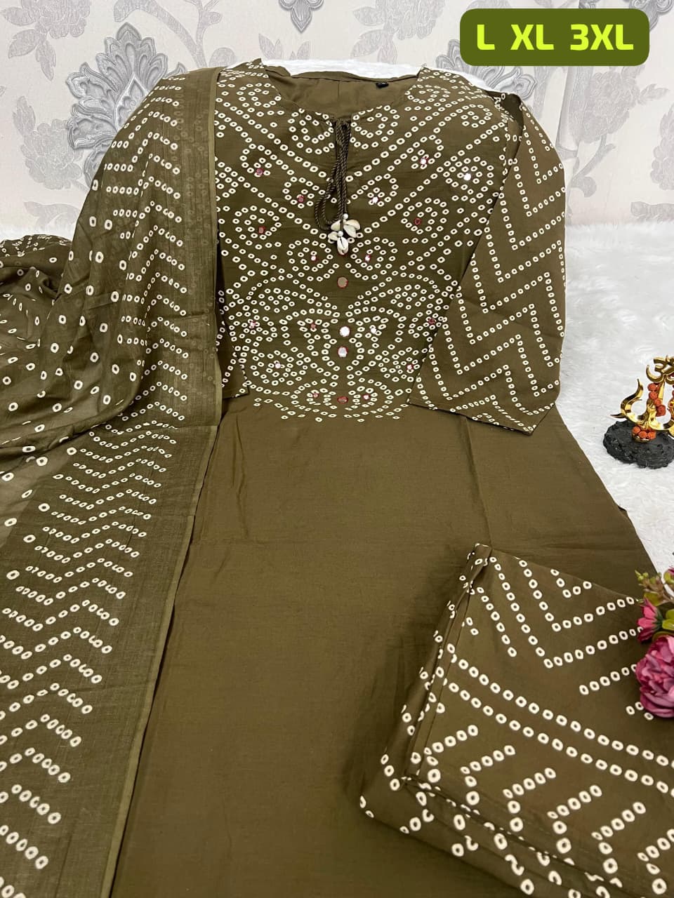 Premium Bandhani Cotton Kurta Set