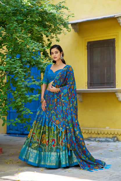 Tasar Silk Kalamkari Print Lehenga Choli