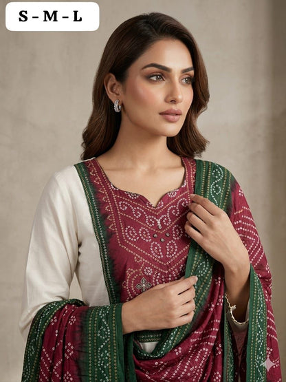 Mirror Work Patch Kurti Dupatta Set